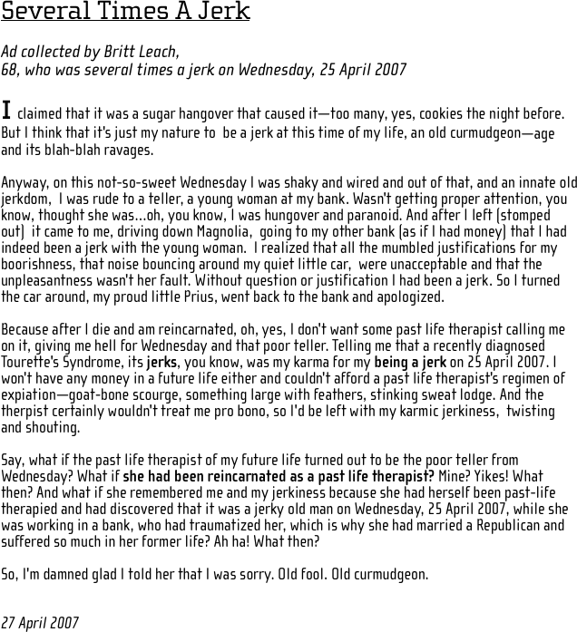 Several Times A Jerk  Ad collected